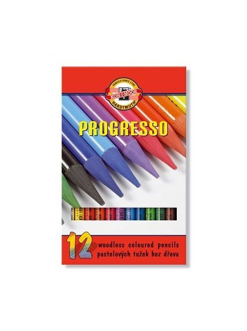 Színes ceruza készlet, henger alakú, famentes, KOH-I-NOOR "Progresso 8756/12", 12 különböző szín (TKOH8756)
