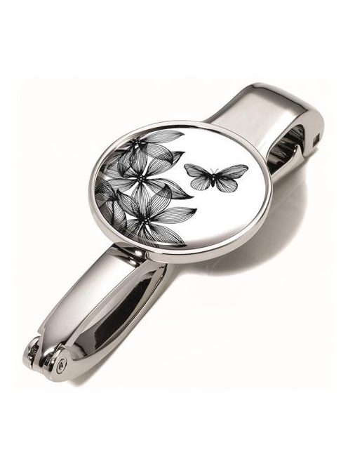 Táskatartó kampó, TROIKA, "Black flowers" (TROBGH03A152)