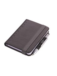   Jegyzetfüzet, exkluzív, A7, pontrácsos, 64 lap, keményfedeles, fekete golyóstollal, TROIKA "Lilipad+Liliput", fekete (TRONPP25BK)