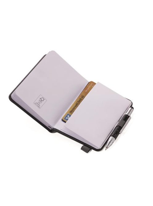 Jegyzetfüzet, exkluzív, A7, pontrácsos, 64 lap, keményfedeles, fekete golyóstollal, TROIKA "Lilipad+Liliput", fekete (TRONPP25BK)