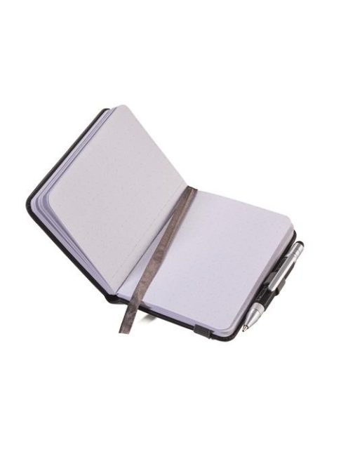 Jegyzetfüzet, exkluzív, A7, pontrácsos, 64 lap, keményfedeles, fekete golyóstollal, TROIKA "Lilipad+Liliput", fekete (TRONPP25BK)