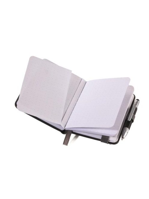 Jegyzetfüzet, exkluzív, A7, pontrácsos, 64 lap, keményfedeles, fekete golyóstollal, TROIKA "Lilipad+Liliput", fekete (TRONPP25BK)