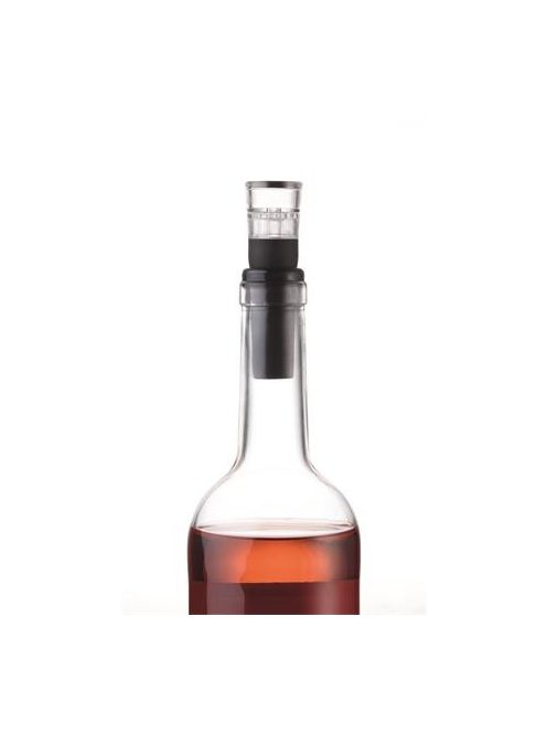 Bornyitó szett, kés, vákuumozó dugó, TROIKA, fekete-piros (TROWST01BK)