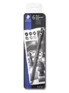 Grafitceruza készlet, fém doboz, hatszögletű, STAEDTLER "Mars Lumograph 100B", 6 különböző keménység, fekete (TS100BG6)