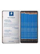 Grafitceruza készlet, fém doboz, hatszögletű, STAEDTLER "Mars Lumograph 100", 12 különböző keménység (TS100G12S)