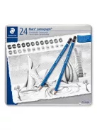 Grafitceruza készlet, fém doboz, hatszögletű, STAEDTLER "Mars® Lumograph® 100", 24 különböző keménység (TS100G24)