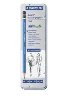   Grafitceruza készlet, fém doboz, hatszögletű, STAEDTLER "Mars Lumograph 100", 6 különböző keménység (TS100G6)