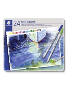   Akvarell ceruza készlet, hatszögletű, fém doboz, STAEDTLER "Karat® aquarell 125", 24 különböző szín (TS125M24)