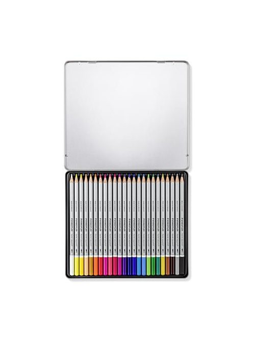 Akvarell ceruza készlet, hatszögletű, fém doboz, STAEDTLER "Karat® aquarell 125", 24 különböző szín (TS125M24)