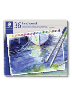  Akvarell ceruza készlet, hatszögletű, fém doboz, STAEDTLER "Karat® aquarell 125", 36 különböző szín (TS125M36)