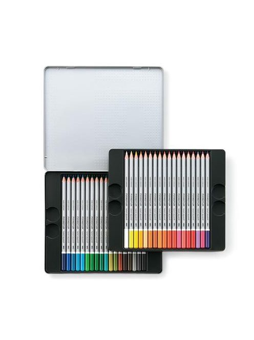 Akvarell ceruza készlet, hatszögletű, fém doboz, STAEDTLER "Karat® aquarell 125", 36 különböző szín (TS125M36)