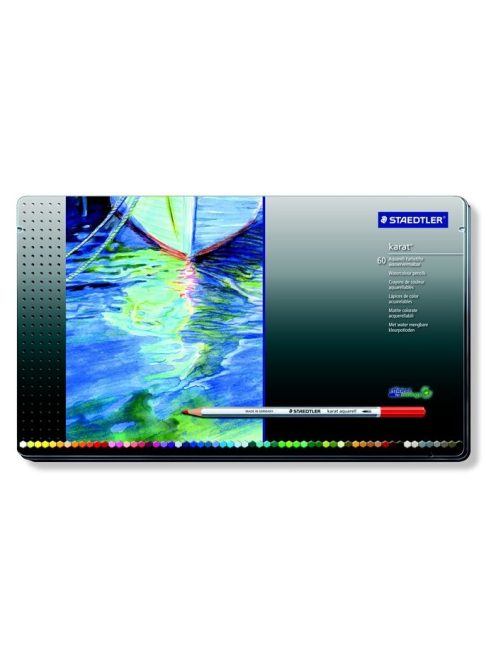 Akvarell ceruza készlet, hatszögletű, fém doboz, STAEDTLER "Karat® aquarell 125", 60 különböző szín (TS125M60)