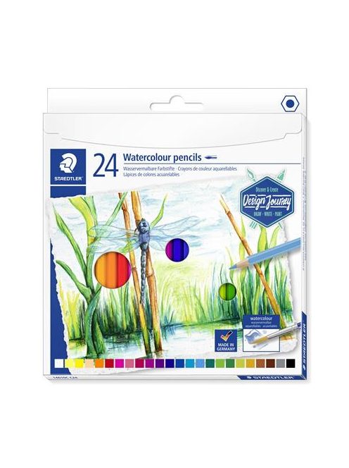 Akvarell ceruza készlet, hatszögletű, STAEDTLER® "146 10C", 24 különböző szín (TS14610CC24)