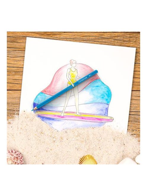 Akvarell ceruza készlet, hatszögletű, STAEDTLER® "146 10C", 24 különböző szín (TS14610CC24)