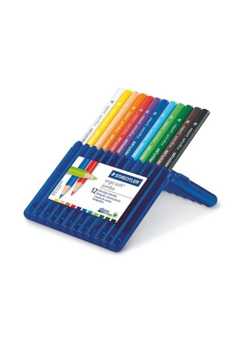 Színes ceruza készlet, háromszögletű, vastag, STAEDTLER "Ergo Soft Jumbo", 12 különböző szín (TS158SB12)