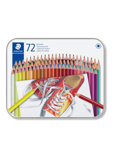 Színes ceruza készlet, hatszögletű, fém dobozban, STAEDTLER "175", 72 különböző szín (TS175M72)