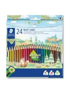 Színes ceruza készlet, háromszögletű, STAEDTLER "Noris Colour 187", 24 különböző szín (TS187C24)