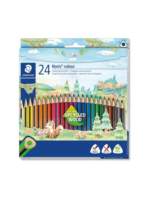 Színes ceruza készlet, háromszögletű, STAEDTLER "Noris Colour 187", 24 különböző szín (TS187C24)