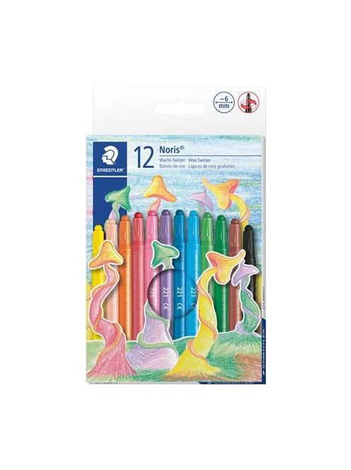 Zsírkréta, csavarós, STAEDTLER "Noris 221", 12 különböző szín (TS221NWP12)