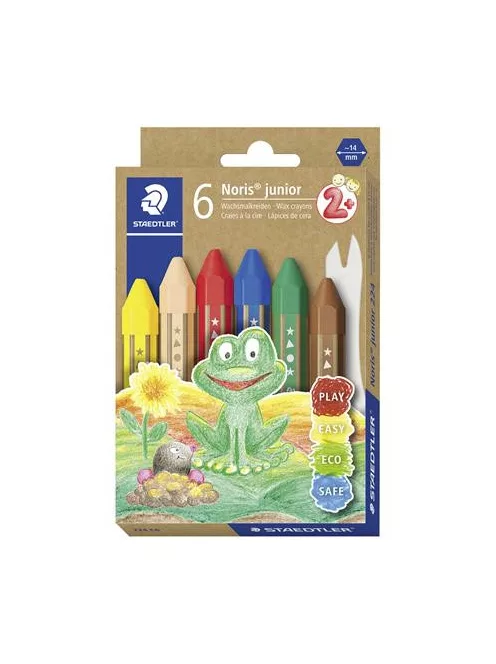 Zsírkréta, vastag, hatszögletű, STAEDTLER "Noris Junior 224", 6 különböző szín (TS224C6)