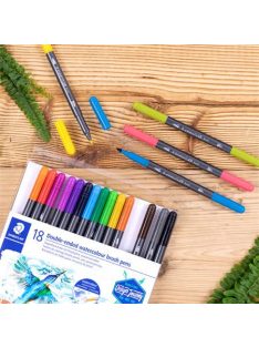  Ecsetirón készlet, 0,5-0,8/1,0-6,0 mm, kétvégű, STAEDTLER "3001", 18  szín (TS3001TB18)