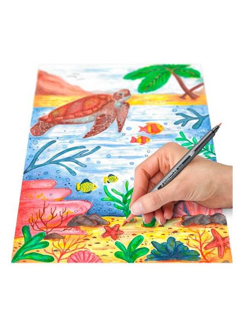 Ecsetirón készlet, 0,5-0,8/1,0-6,0 mm, kétvégű, STAEDTLER "3001", 18  szín (TS3001TB18)