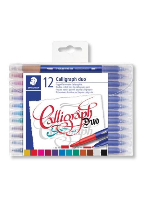 Kalligrafikus marker készlet, 2,0/3,5 mm, kétvégű, STAEDTLER "3005", 12 szín (TS3005TB12)