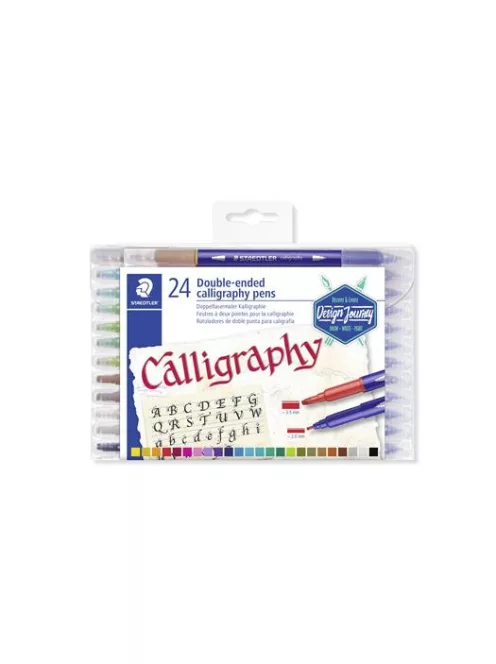 Kalligrafikus marker készlet, 2,0/3,5 mm, kétvégű, STAEDTLER "3005", 24 szín (TS3005TB24)