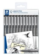 Tusfilc készlet, 12 különböző vonalvastagság, STAEDTLER "Pigment Liner 308", fekete (TS3089TB12)
