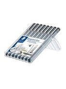 Tusfilc készlet, 8 különböző vonalvastagság, STAEDTLER "Pigment liner 308", fekete (TS308SB8)