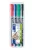 Alkoholos marker készlet, OHP, 0,4 mm, STAEDTLER "Lumocolor® 313 S", 4 különböző szín (TS313WP4)