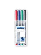Alkoholmentes marker készlet, OHP, 0,6 mm, STAEDTLER "Lumocolor® 316 F", 4 különböző szín (TS316WP4)