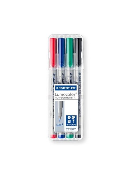 Alkoholmentes marker készlet, OHP, 0,6 mm, STAEDTLER "Lumocolor® 316 F", 4 különböző szín (TS316WP4)