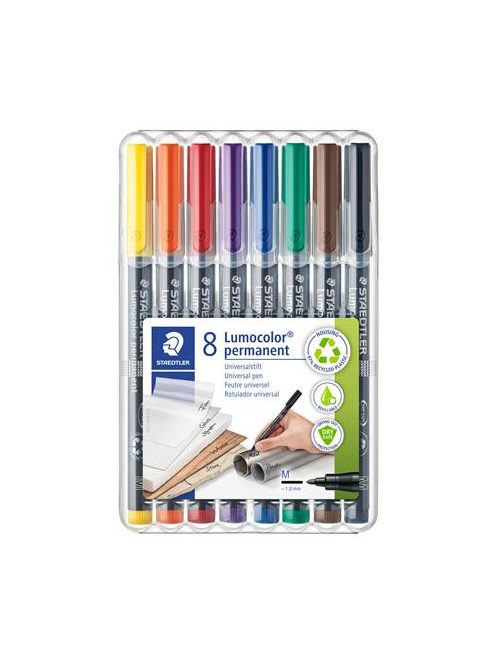 Alkoholos marker készlet, OHP, 1 mm, STAEDTLER "Lumocolor® 317 M", 8 különböző szín (TS317WP8)