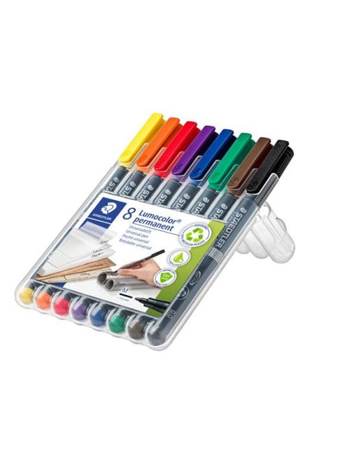 Alkoholos marker készlet, OHP, 1 mm, STAEDTLER "Lumocolor® 317 M", 8 különböző szín (TS317WP8)