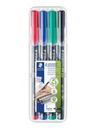 Alkoholos marker készlet, OHP, 0,6 mm, STAEDTLER "Lumocolor® 318 F", 4 különböző szín (TS318WP4)