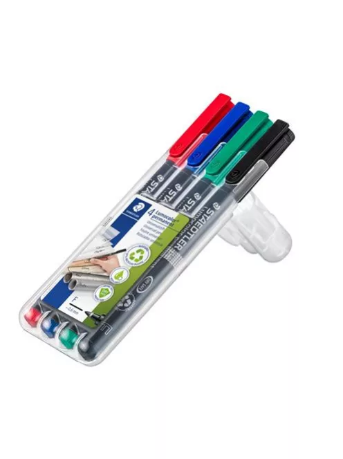 Alkoholos marker készlet, OHP, 0,6 mm, STAEDTLER "Lumocolor® 318 F", 4 különböző szín (TS318WP4)