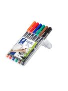 Alkoholos marker készlet, OHP, 0,6 mm, STAEDTLER "Lumocolor® 318 F", 6 különböző szín (TS318WP6)