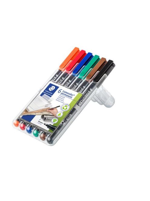 Alkoholos marker készlet, OHP, 0,6 mm, STAEDTLER "Lumocolor® 318 F", 6 különböző szín (TS318WP6)