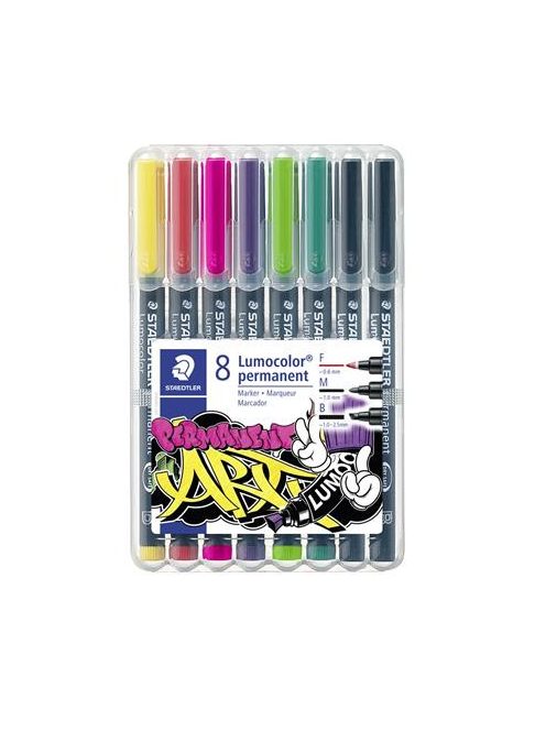 Alkoholos marker vegyes készlet, OHP, STAEDTLER "Lumocolor® 31", 8 különböző szín, 3-féle vonalvastagság (TS31SWP8)