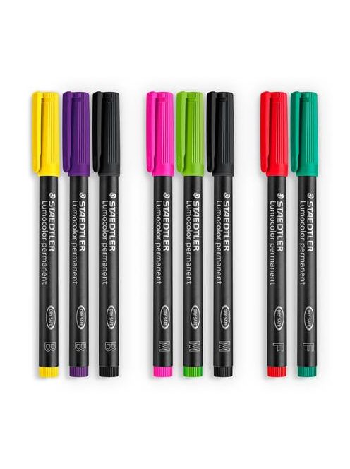 Alkoholos marker vegyes készlet, OHP, STAEDTLER "Lumocolor® 31", 8 különböző szín, 3-féle vonalvastagság (TS31SWP8)