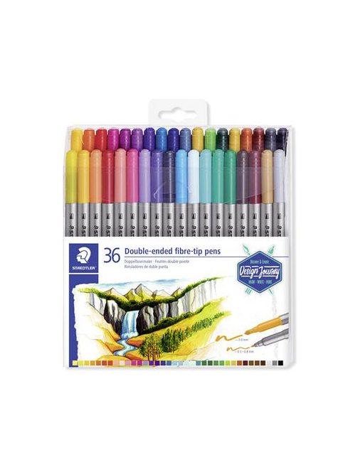 Rostirón készlet,  0,8/3,0 mm, kétvégű, STAEDTLER® "3200", 36 különböző szín (TS3200TB36)