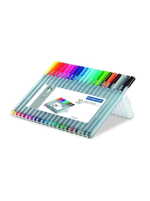 Tűfilc készlet, 0,3 mm, STAEDTLER "Triplus 334", 20 különböző szín (TS334SB20)