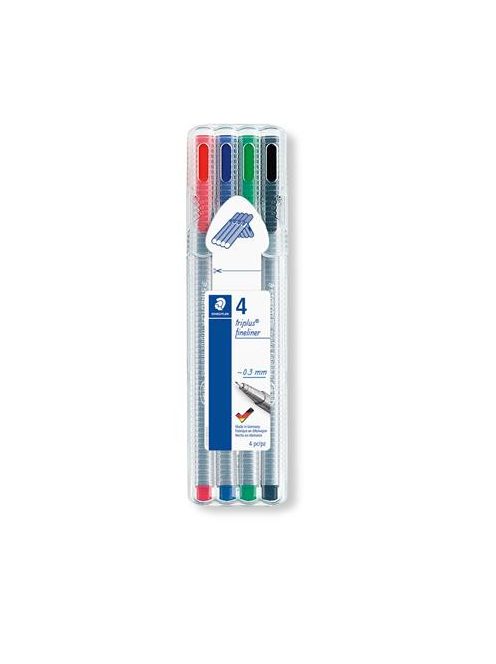 Tűfilc készlet, 0,3 mm, STAEDTLER "Triplus  334", 4 különböző szín (TS334SB4)