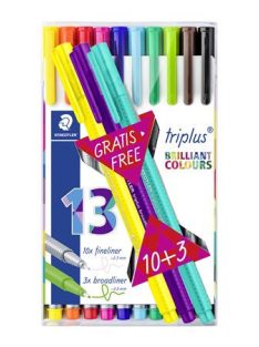   Tűfilc készlet, 0,3 mm, STAEDTLER "Triplus 334", 10+3 különböző szín (TS334TB13)