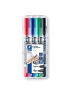 Alkoholos marker készlet, 0,6/1,5 mm, kúpos, kétvégű, STAEDTLER "Lumocolor® duo 348", 4 különböző szín (TS348WP4)