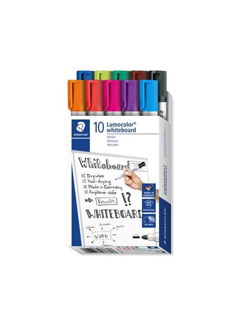 Táblamarker készlet, 2 mm, kúpos, STAEDTLER "Lumocolor® 351", 10 különböző szín (TS351B10)