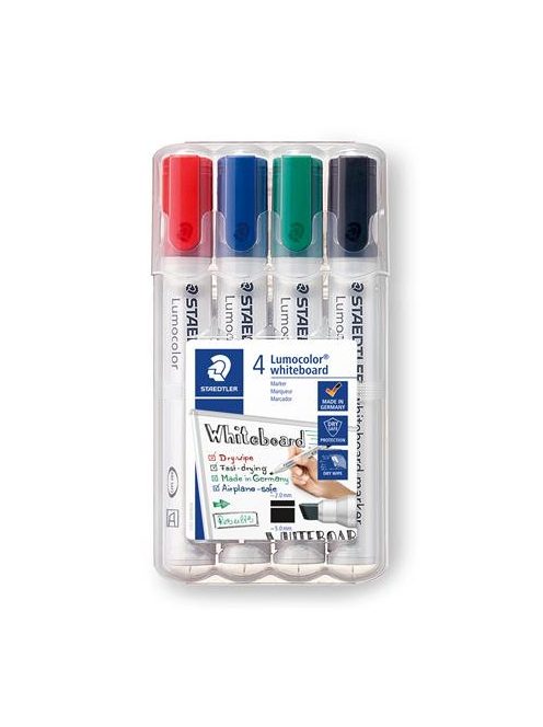 Táblamarker készlet, 2-5 mm, vágott, STAEDTLER "Lumocolor® 351 B", 4 különböző szín (TS351BWP4)