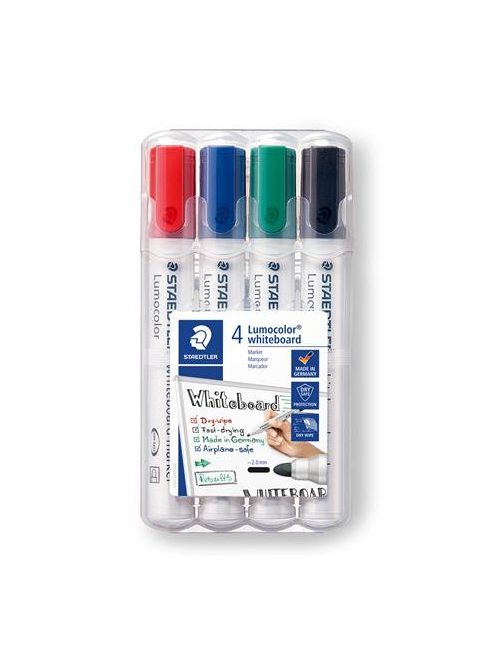Táblamarker készlet, 2 mm, kúpos, STAEDTLER "Lumocolor® 351", 4 különböző szín (TS351WP4)