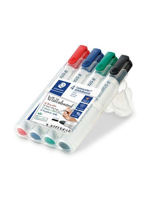 Táblamarker készlet, 2 mm, kúpos, STAEDTLER "Lumocolor® 351", 4 különböző szín (TS351WP4)